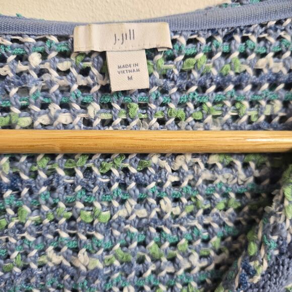 J. Jill Womens Coastal Boho Dropped Shoulder Boxy Open Knit Hoodie Sweater M - Picture 8 of 12